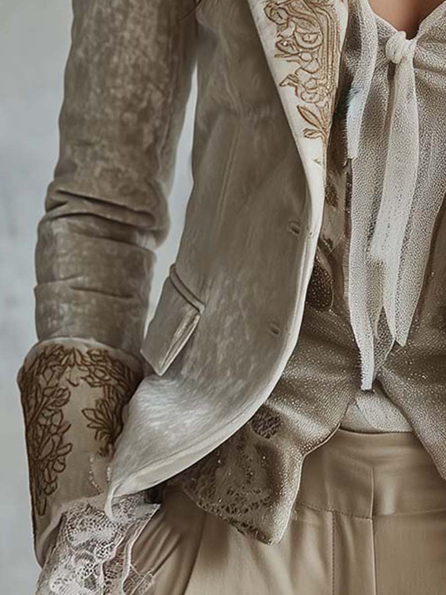 Constance | Blazer Marfil Bordado Estilo Sastre - Beige - M