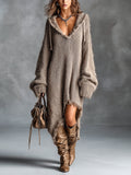 Linden | Vestido Midi de Punto Afelpado con Capucha