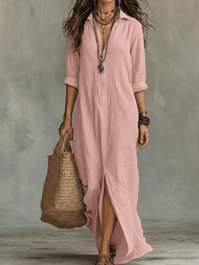 WILLOW | Vestido Maxi sin Esfuerzo, Silueta Favorecedora y Versátil para Diario - Blanco - XL