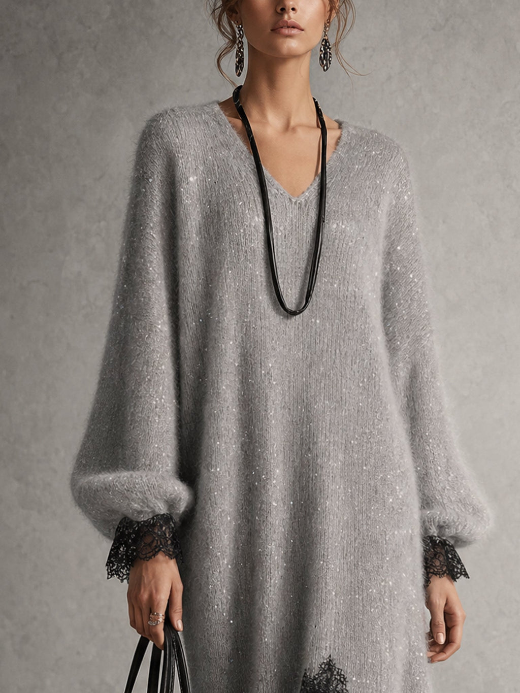 Sedona | Vestido Midi de Punto con Bajo de Encaje