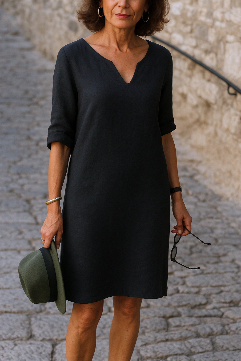 ADRIANA | Vestido Fluido con Escote en V y Línea Elegante para Cada Momento del Día - Negro - S [38–40]