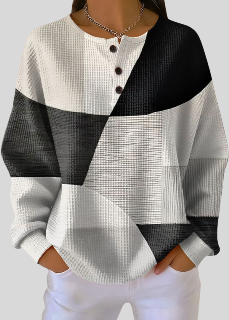 Mia | Sudadera Henley de Punto Gofre