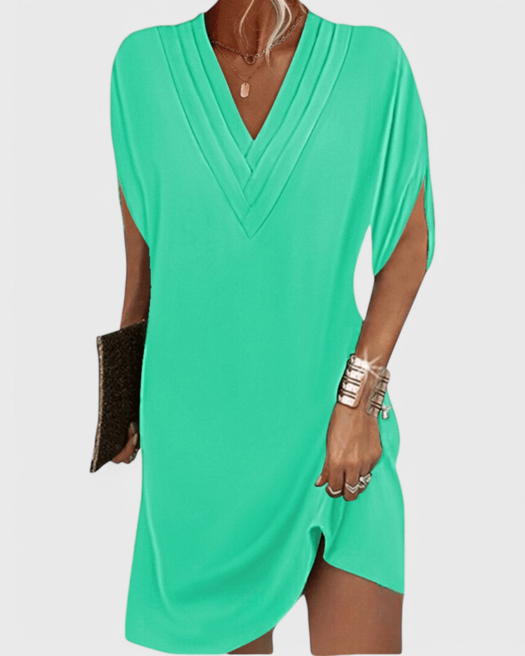 GINEVRA | Vestido Corte A para Cualquier Ocasión - Verde Militar - 2XL