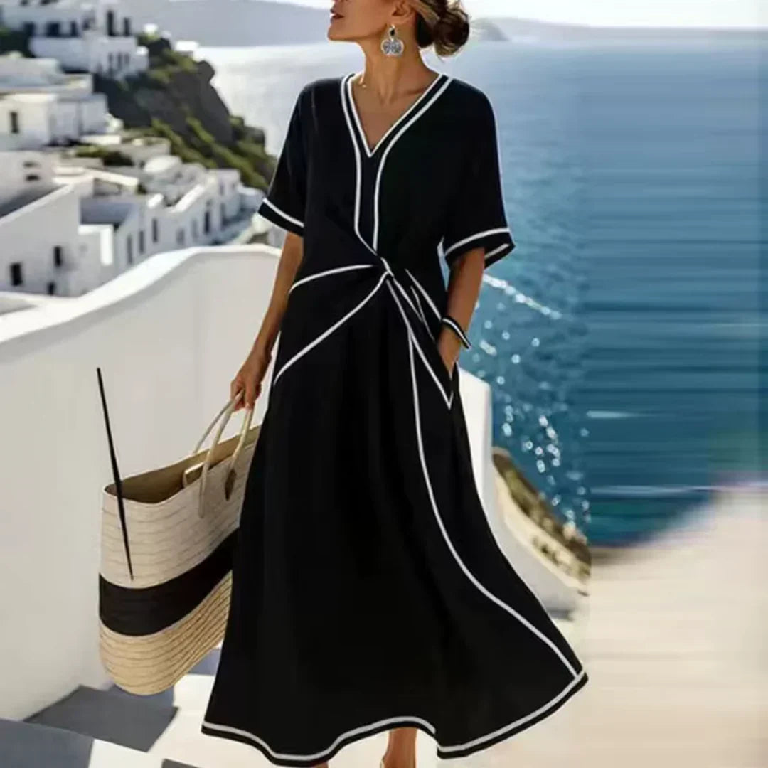 Mila | Vestido Elegante con Cintura Favorecedora, Chic para Vacaciones - Beige - M