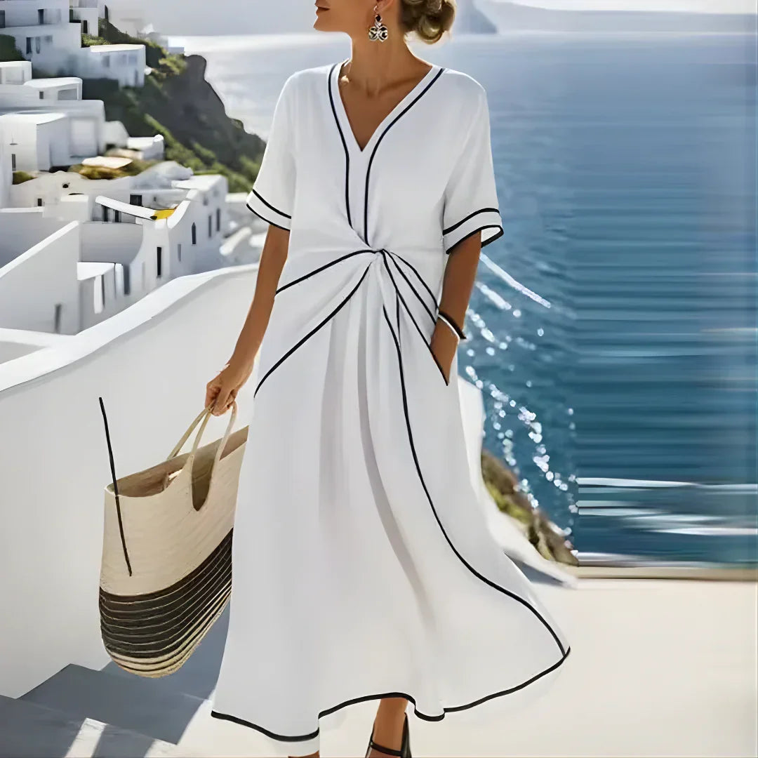 Mila | Vestido Elegante con Cintura Favorecedora, Chic para Vacaciones - Beige - S
