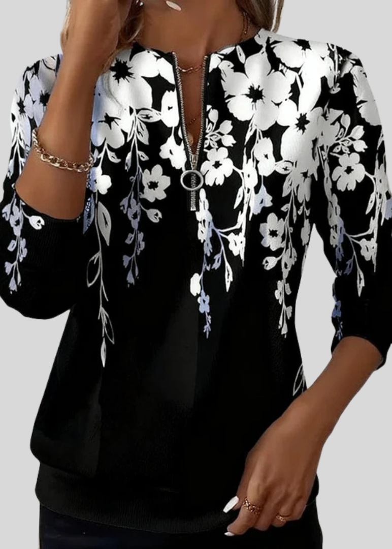 Macy | Sudadera Floral con Cremallera