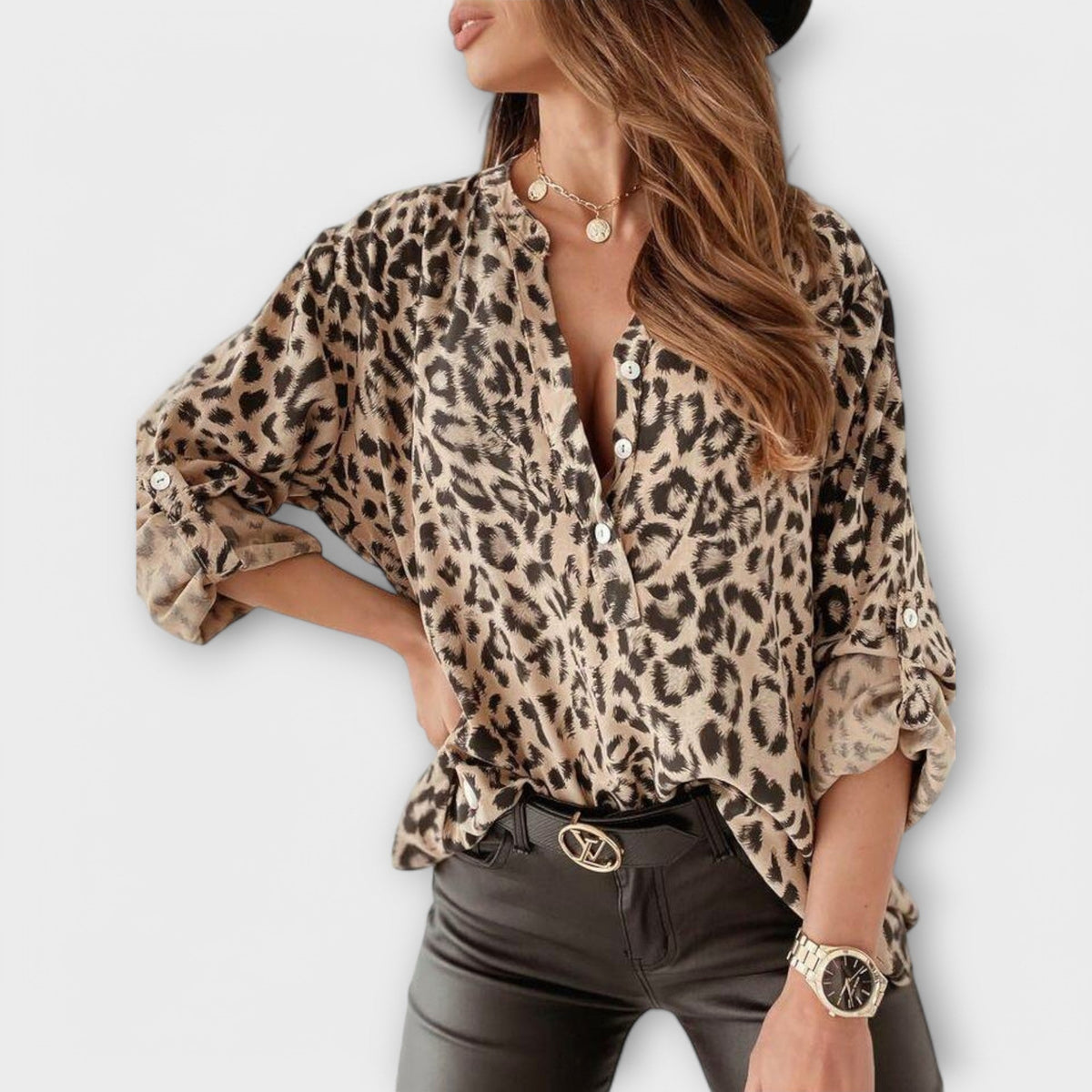 Ottavia | Blusa de Moda con Estampado de Leopardo