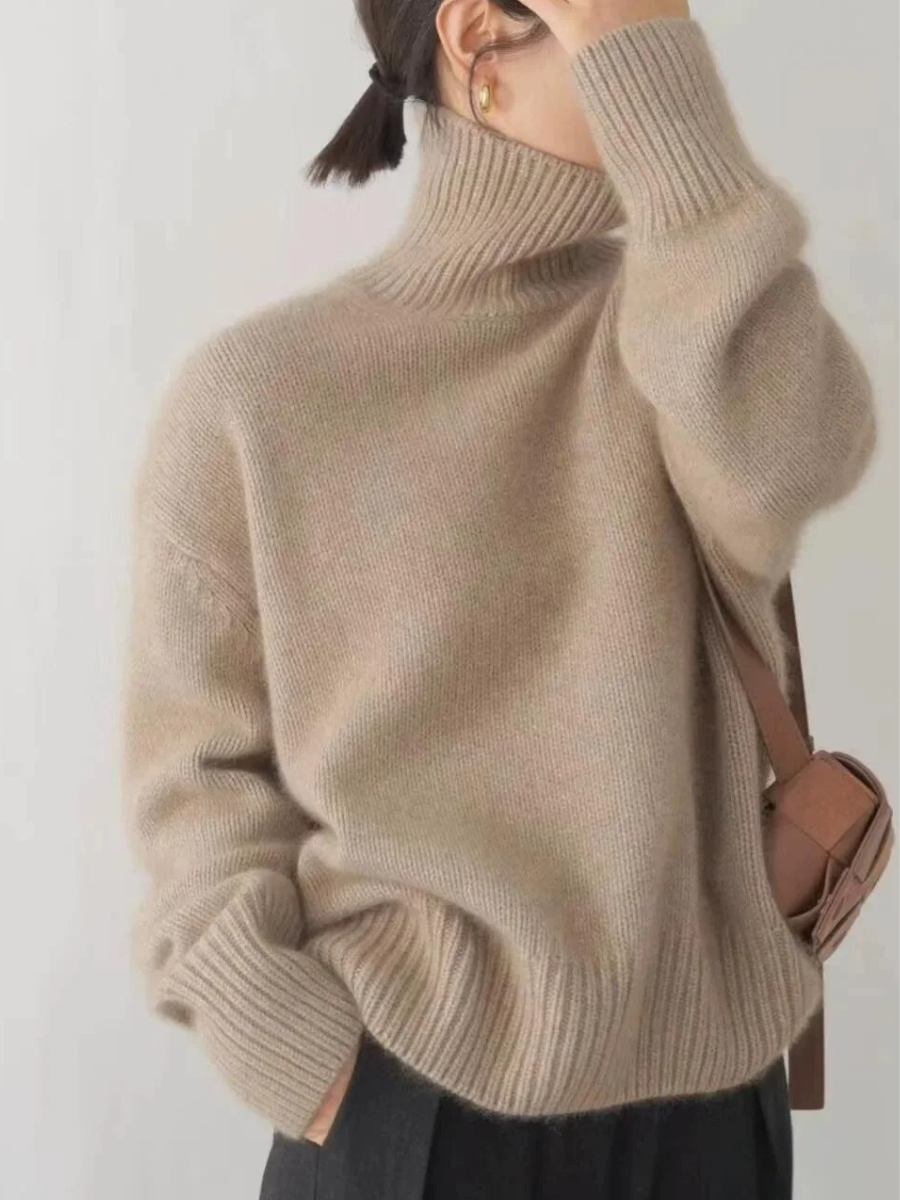 Maria™ | Suéter Casual de Cuello Alto - Beige - XL