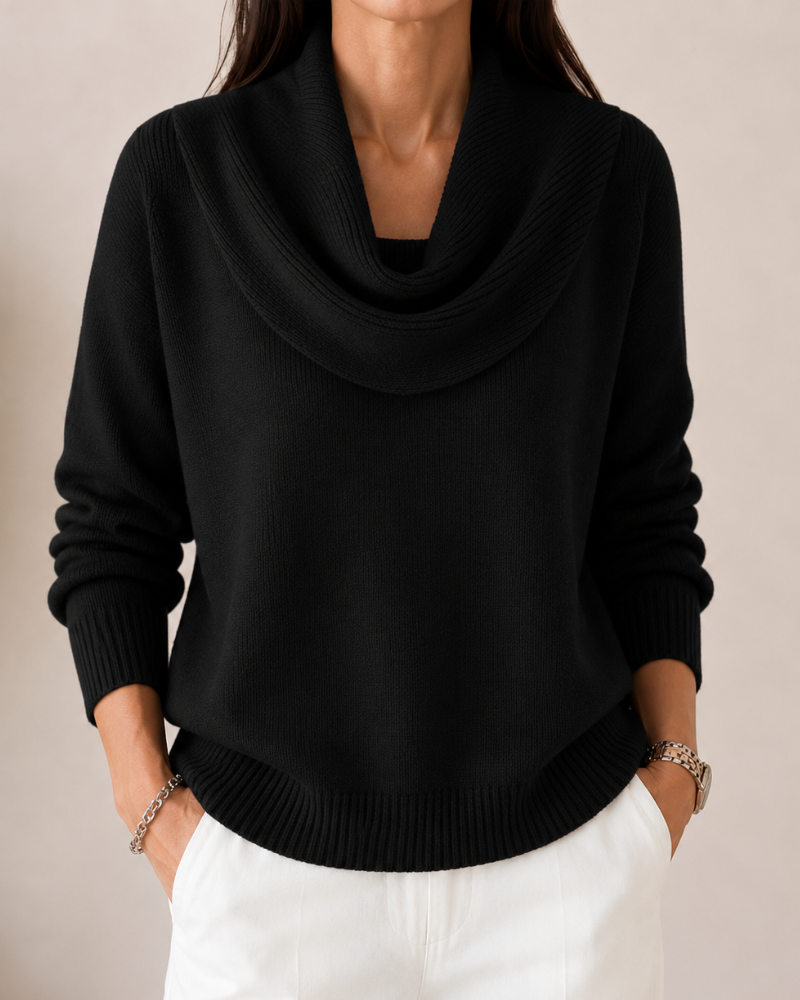 Caralina™ | Suéter Tejido Elegante con Cuello Ondulado - Rojo - S