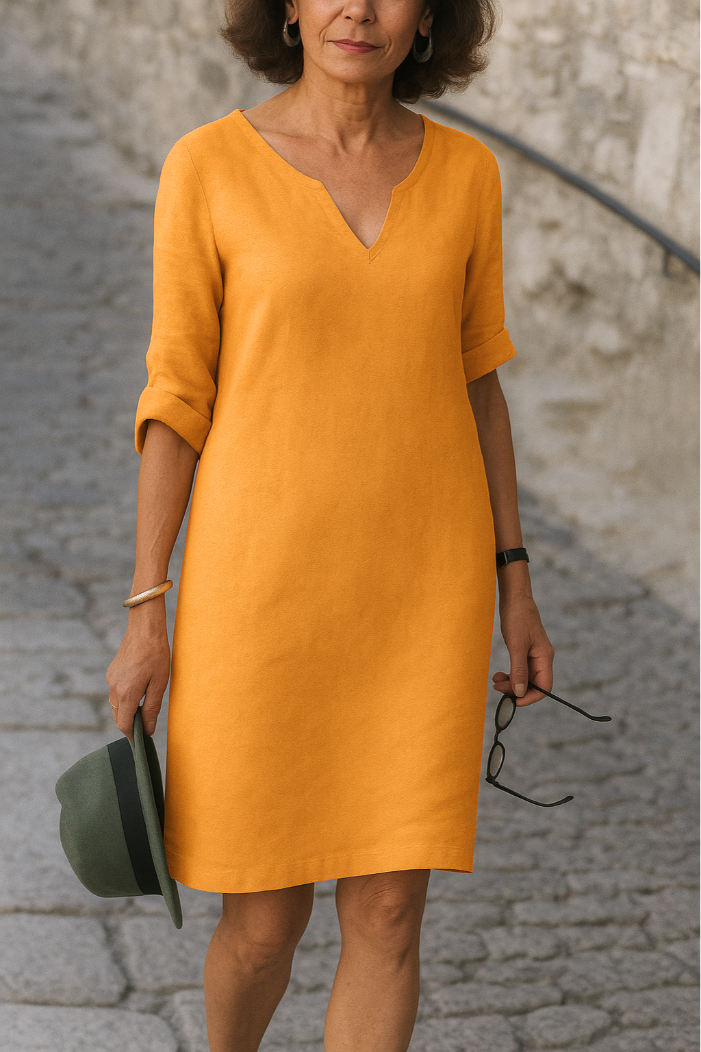 ADRIANA | Vestido Fluido con Escote en V y Línea Elegante para Cada Momento del Día - Negro - XL [46]