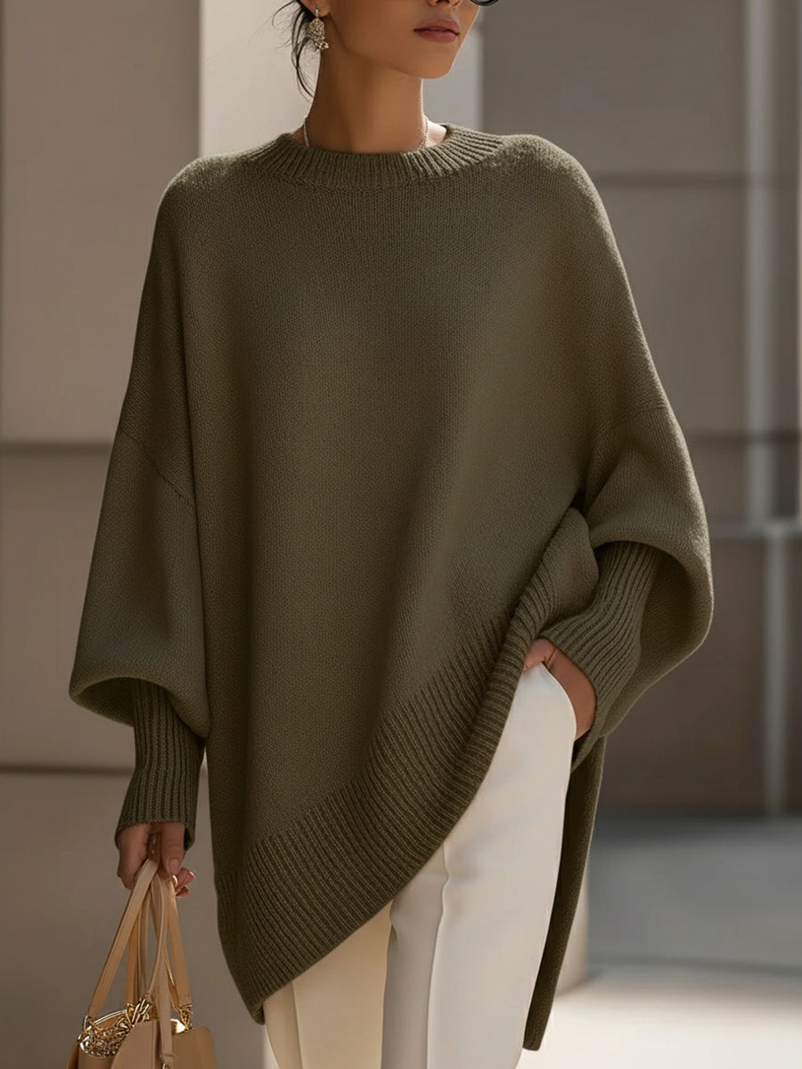 Jennifer | Jersey Oversize Drapeado con Cuello Ancho