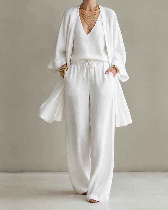 Tanisha | Conjunto de Tres Piezas Efecto Lino