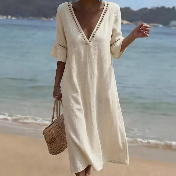 ELARA | Vestido Maxi Fresco, Cómodo y Favorecedor, Estilo Playero - Durazno - XXL