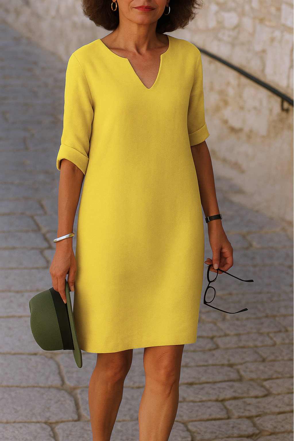 ADRIANA | Vestido Fluido con Escote en V y Línea Elegante para Cada Momento del Día - Verde Olivo - S [38–40]