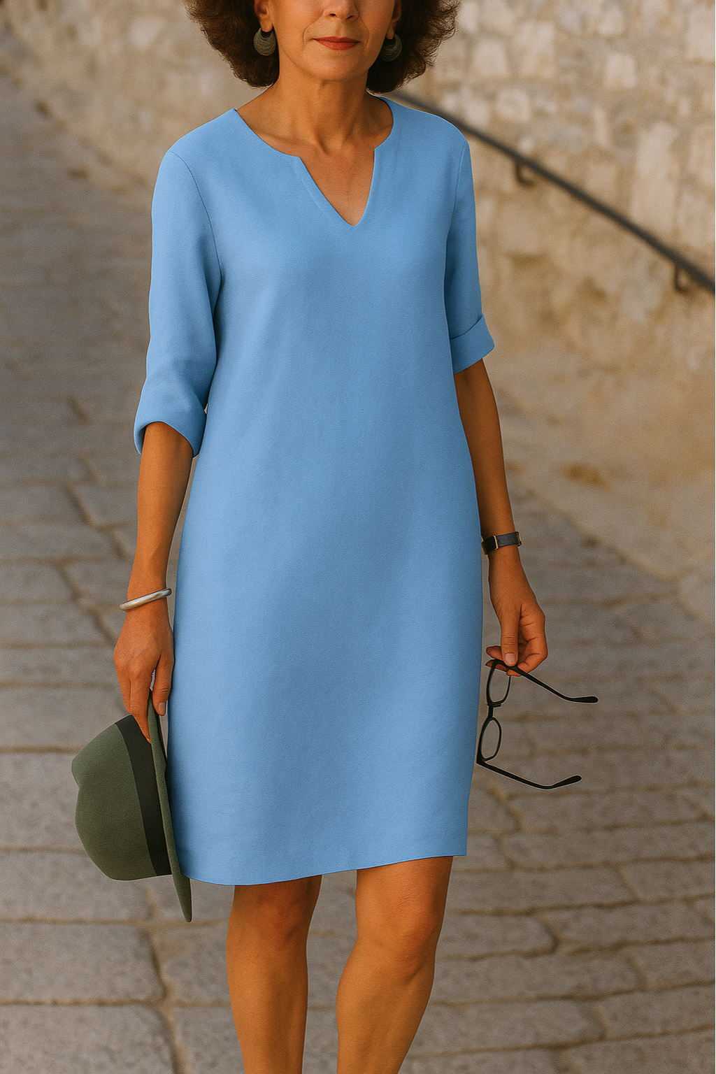 ADRIANA | Vestido Fluido con Escote en V y Línea Elegante para Cada Momento del Día - Verde Olivo - L [44]