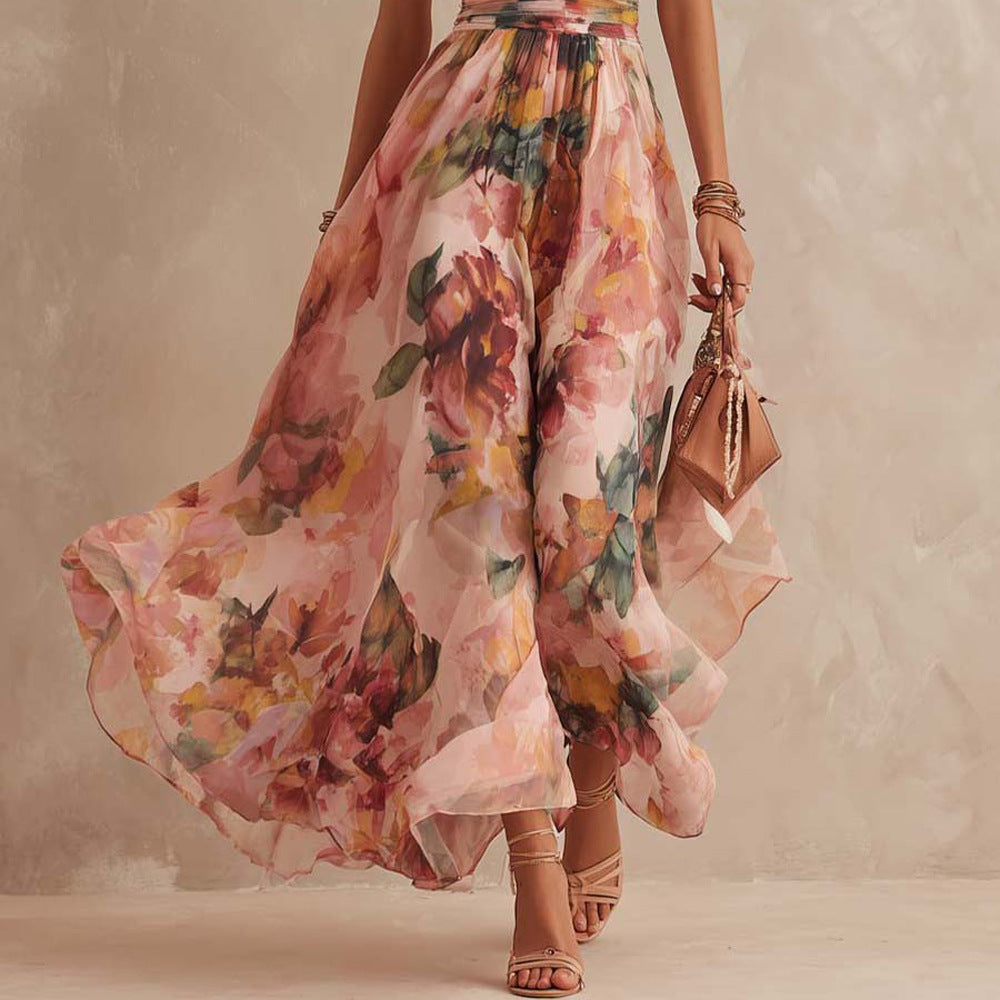 Aurora | Vestido Largo de Mujer Floral de un Solo Hombro - Rosa - XL