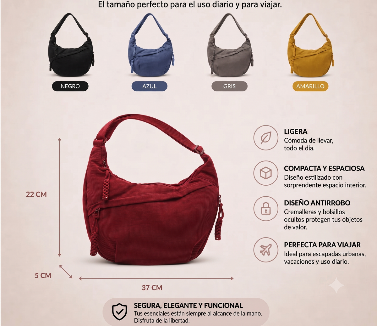 Rossana | Bolso de Hombro Elegante de Nylon