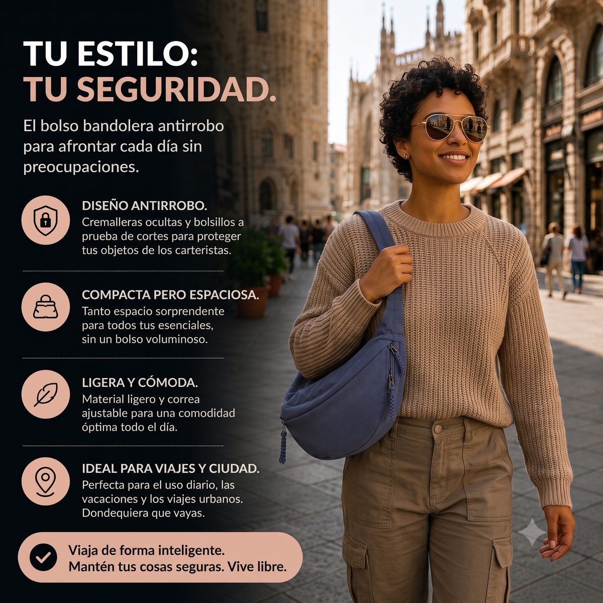 Rossana | Bolso de Hombro Elegante de Nylon