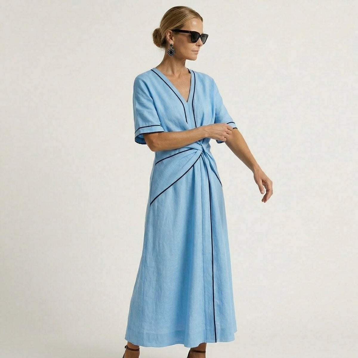 Mila | Vestido Elegante con Cintura Favorecedora, Chic para Vacaciones - Azul - L