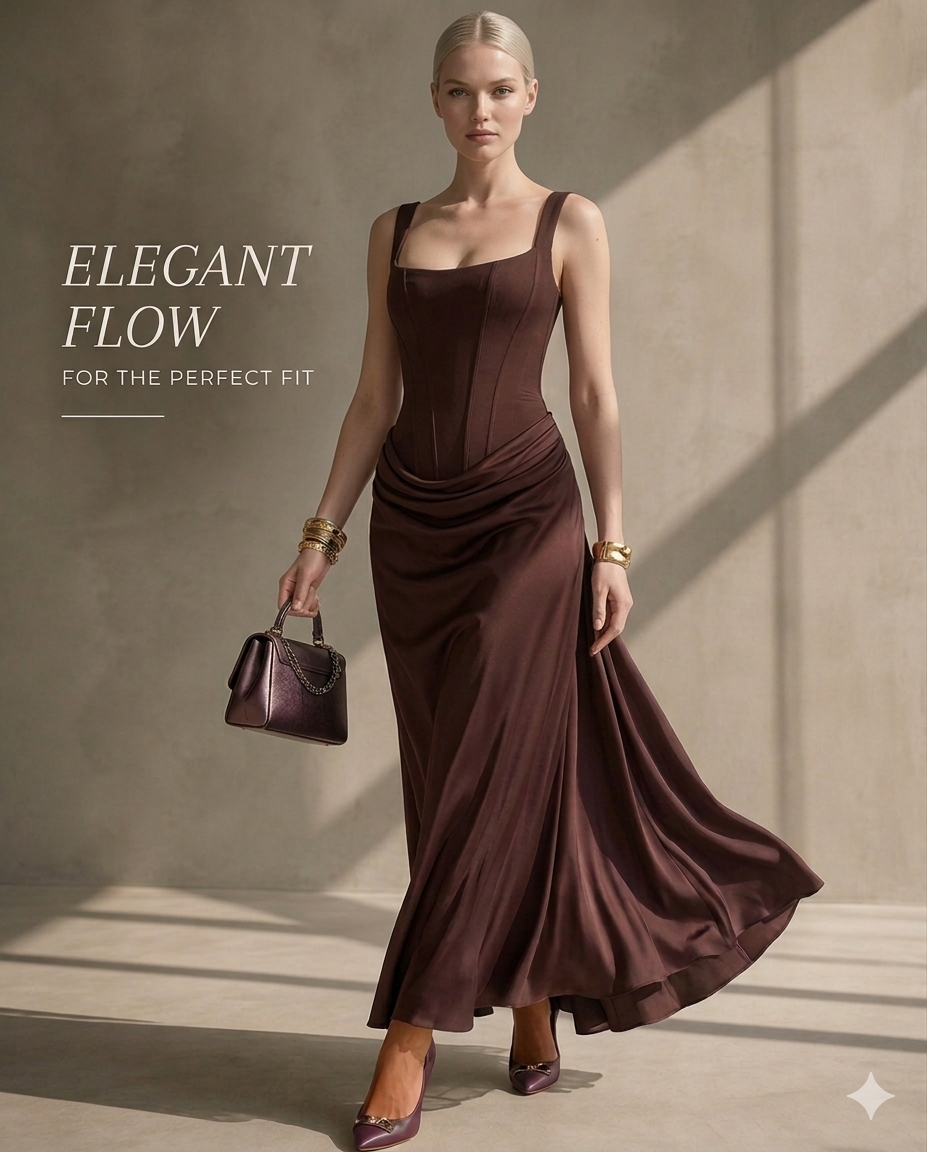 VESTIDO LARGO SILUETA FAVORECEDORA – PARA MUJER