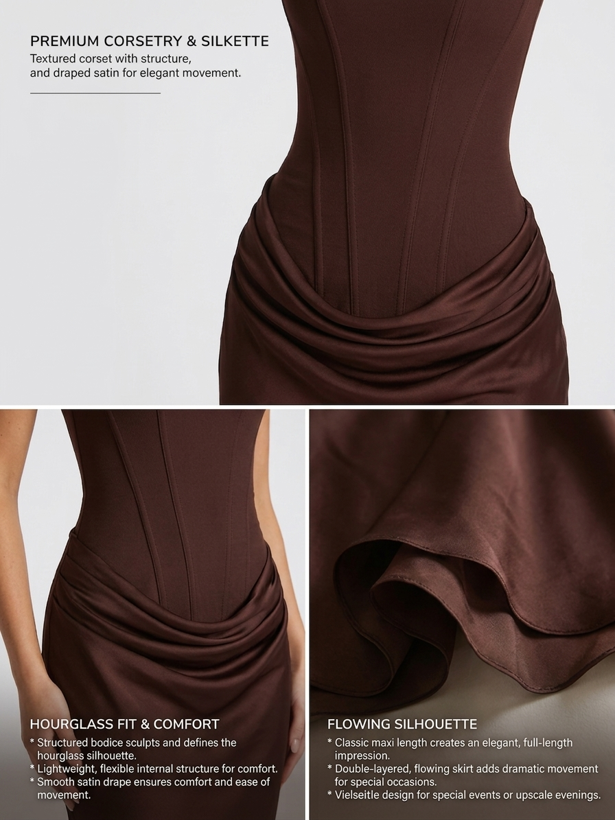 VESTIDO LARGO SILUETA FAVORECEDORA – PARA MUJER