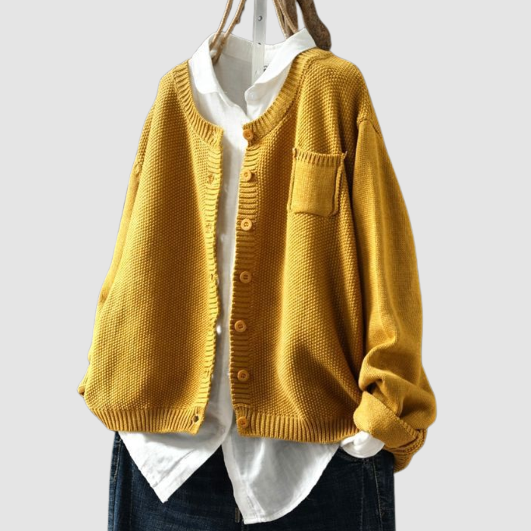 Berlinda™ Cárdigan Tejido Acogedor - Amarillo - S