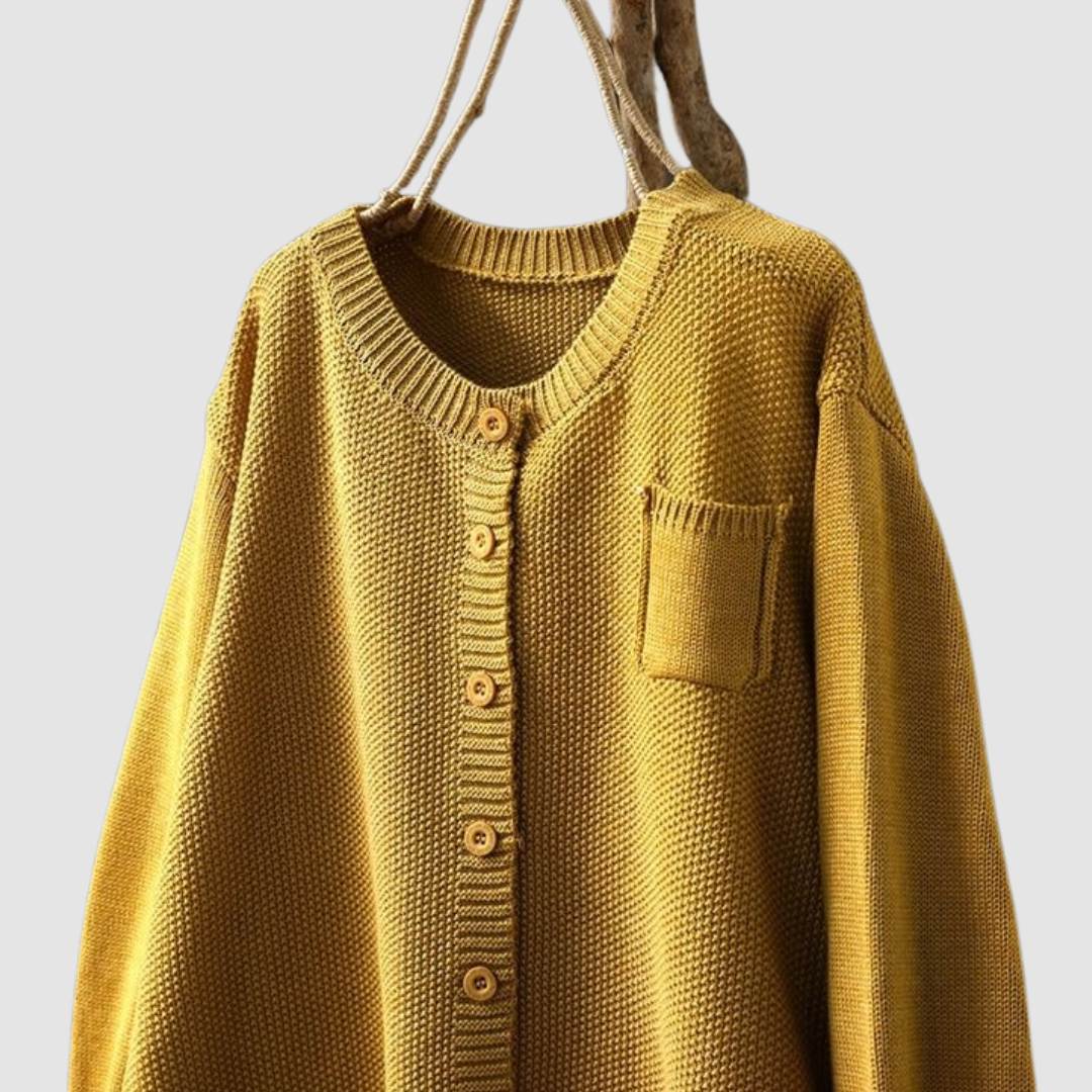 Berlinda™ Cárdigan Tejido Acogedor - Amarillo - L