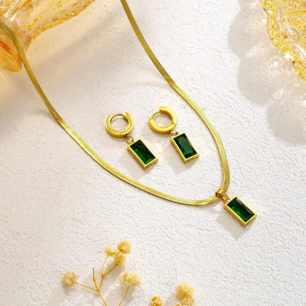 Lisa | Set de Joyería Cristal Verde
