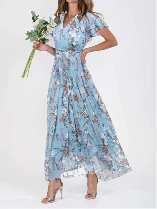 VESTIDO FLORAL BOHEMIO CON MANGAS MARIPOSA