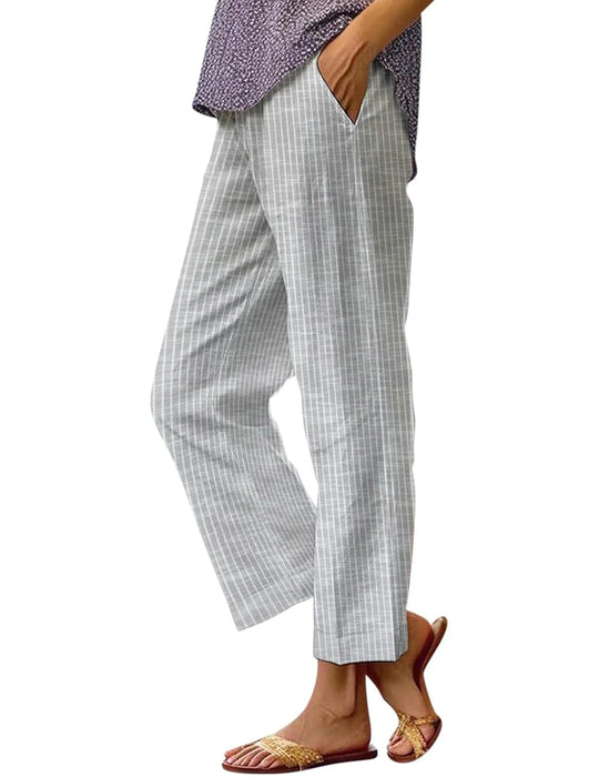 Valentina | Pantalones de lino con rayas para mujer