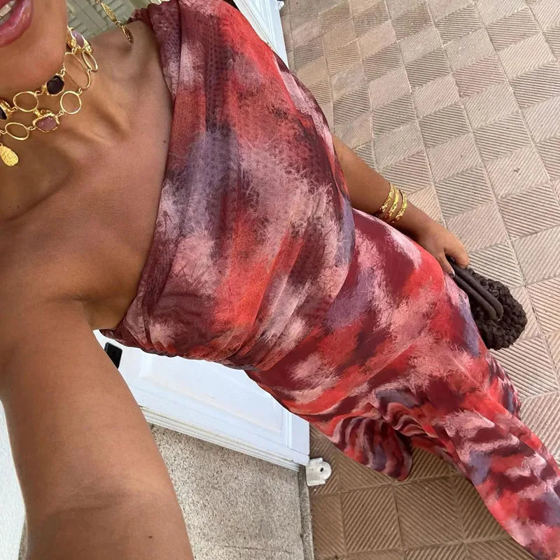 VESTIDO LARGO CON ESCOTE DE HOMBROS – PARA MUJER