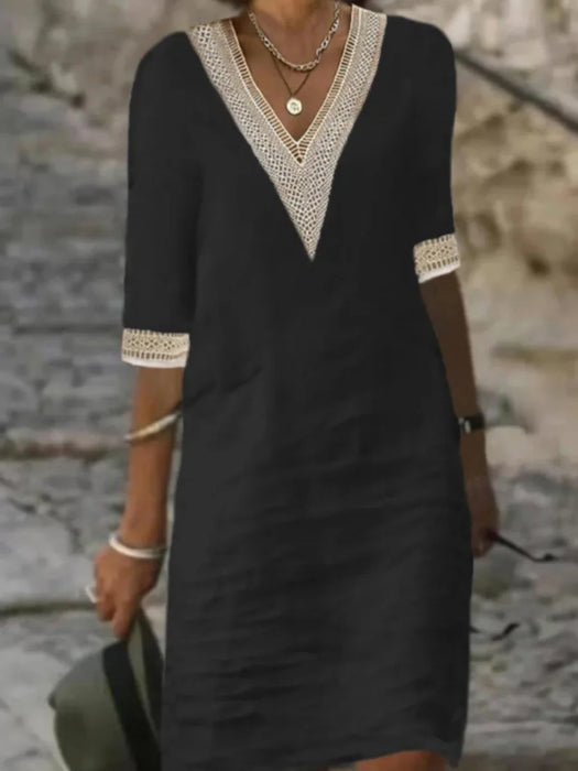 Vestido de verano de algodón y lino para mujer – Informal y elegante