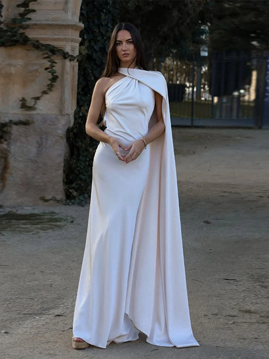 VESTIDO LARGO ELEGANTE CON ESCOTE CRUZADO