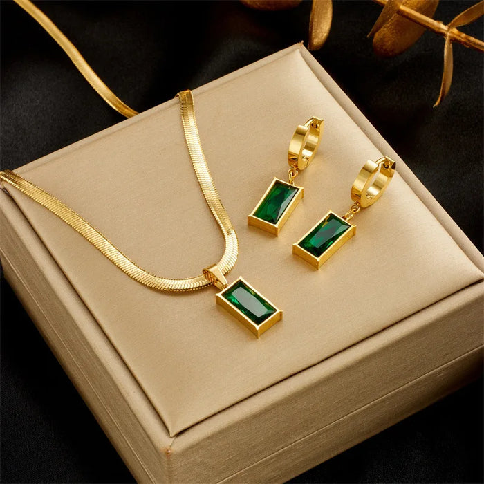 SET DE JOYERÍA – CRISTAL VERDE