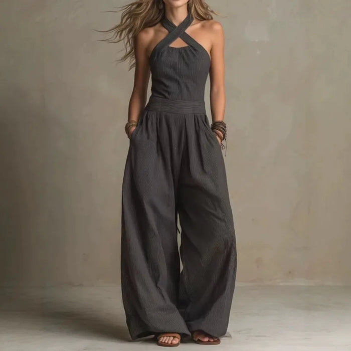 Mono fluido con escote halter