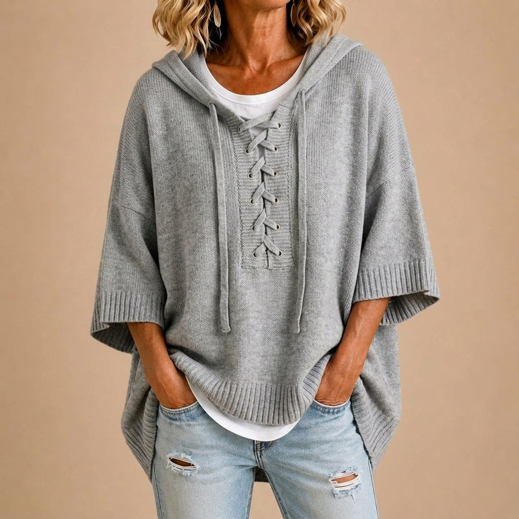 Claudia | Poncho de Punto con Capucha