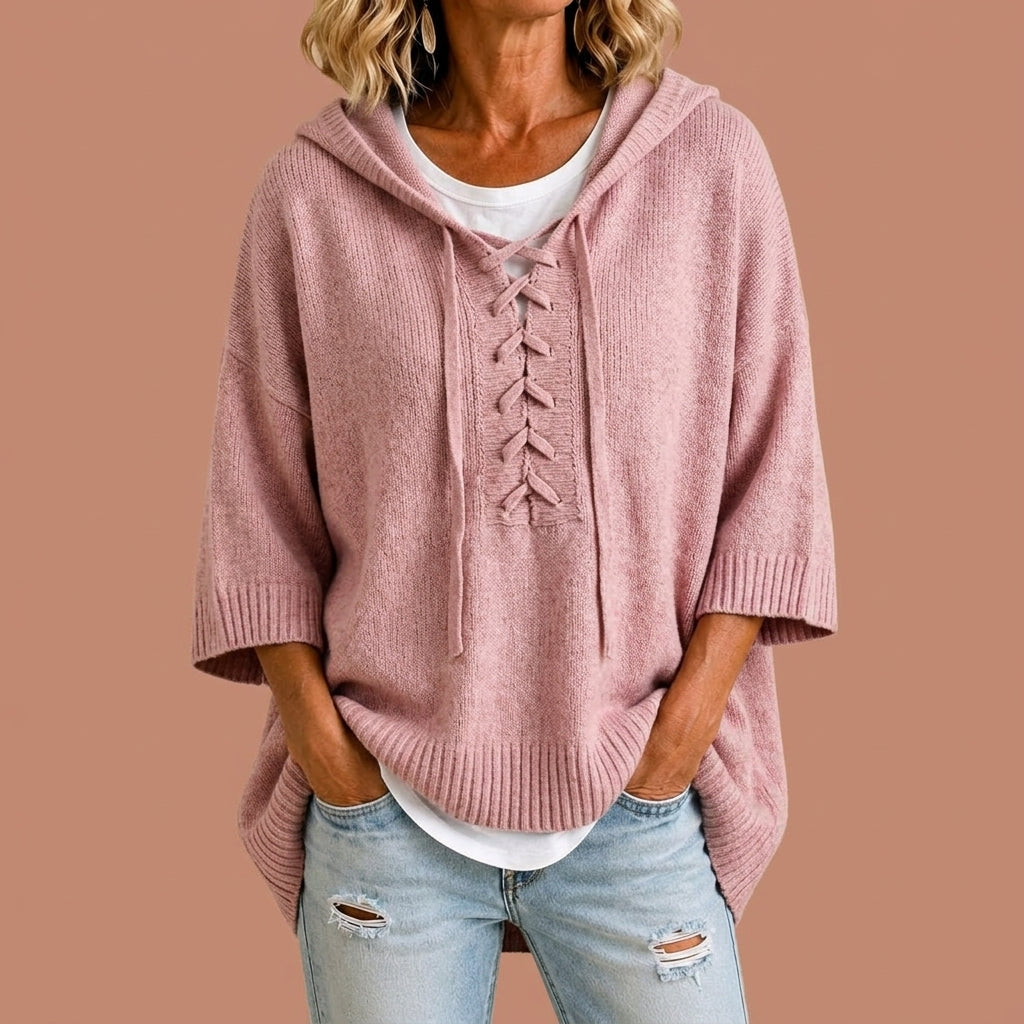 Claudia | Poncho de Punto con Capucha