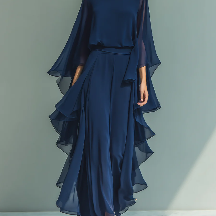 Helena | Conjunto Chiffon Diseño Fluido con Volantes Sofisticados