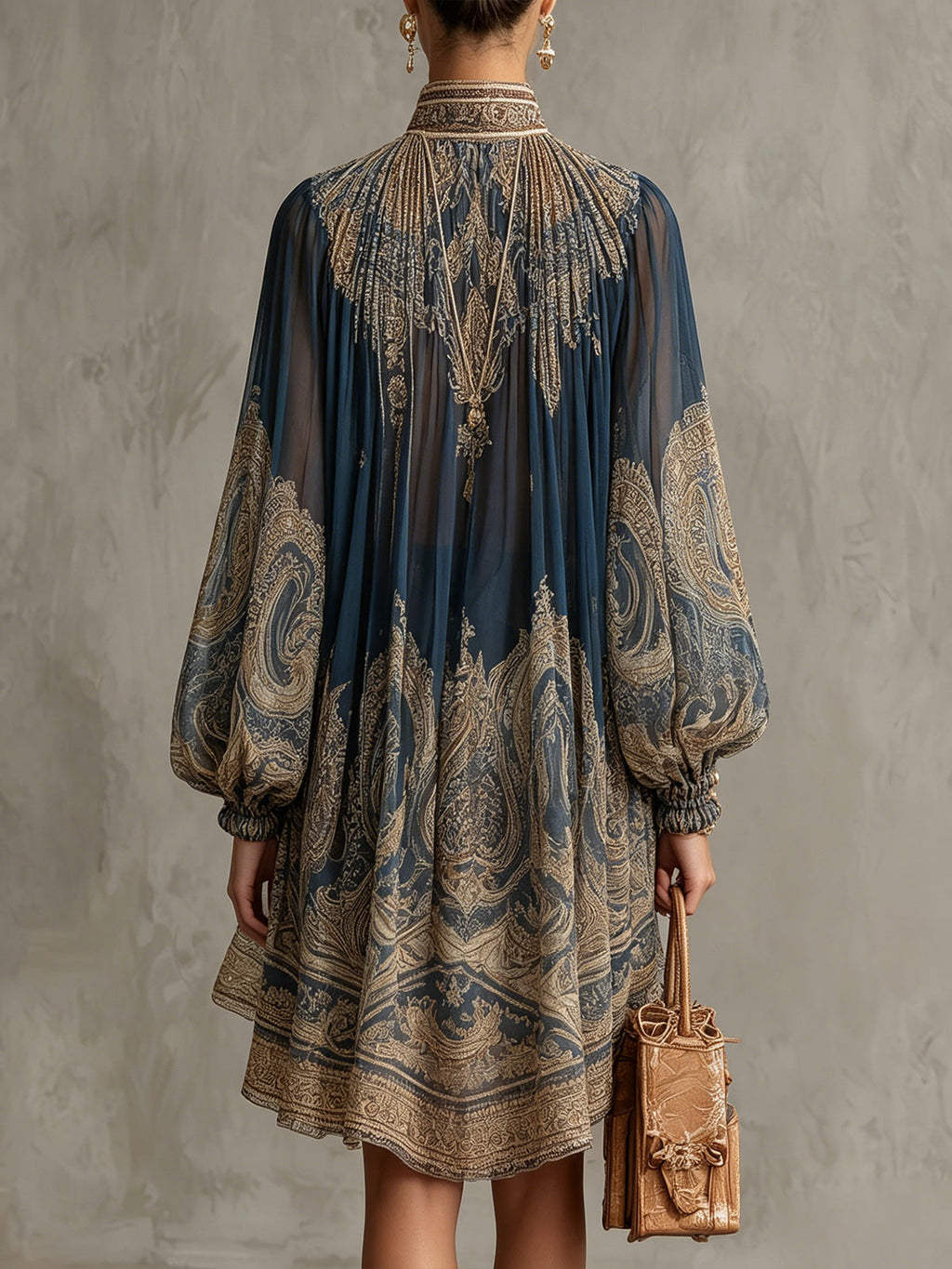 Marianna | Mini Vestido de Gasa Azul Marino