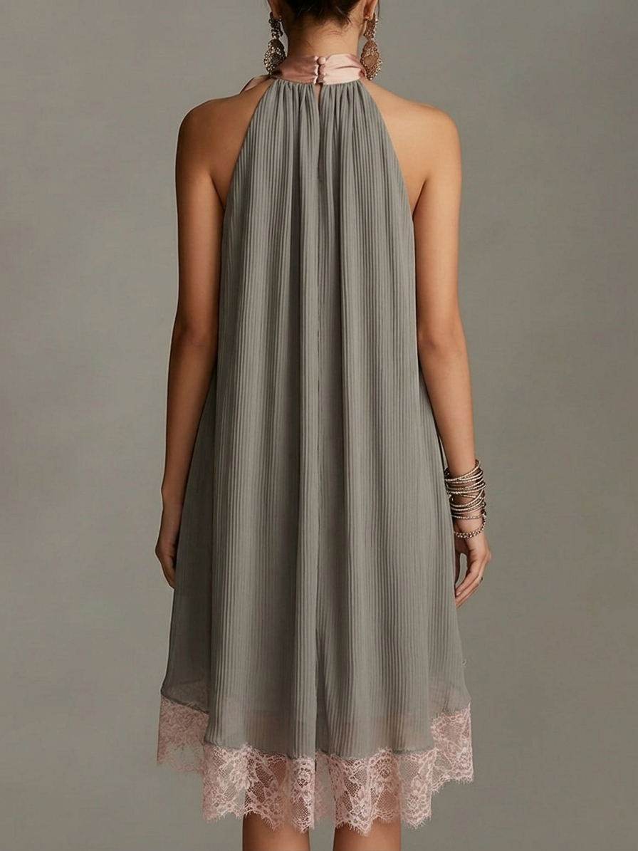 Beatrice | Mini Vestido Gris de Satén