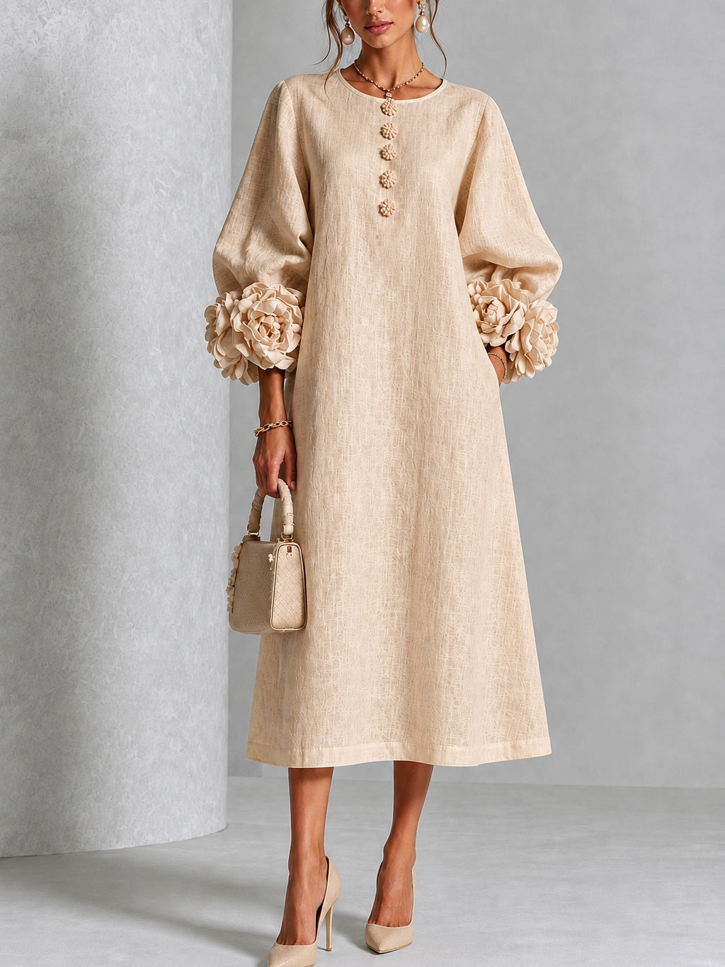 Jade | Vestido Midi Beige Floral