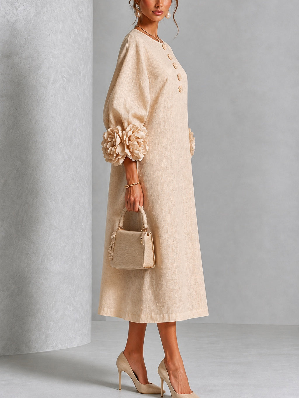 Jade | Vestido Midi Beige Floral