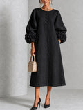 Helena | Vestido Midi Negro Floral