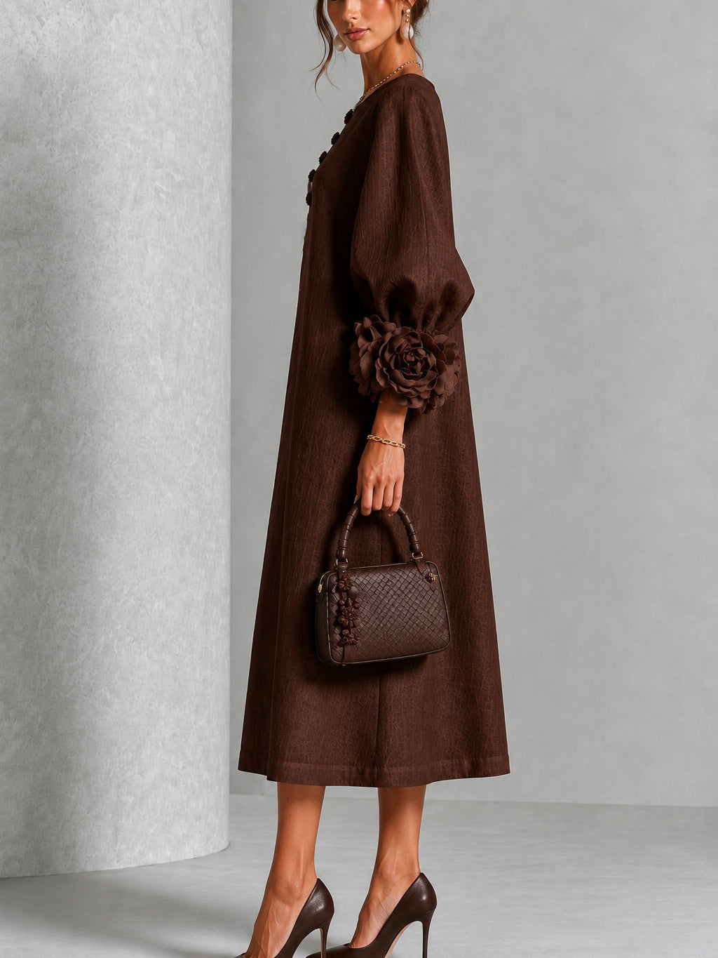Estela | Vestido Midi Marrón