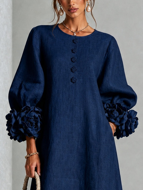 Kiara | Vestido Midi Azul Marino
