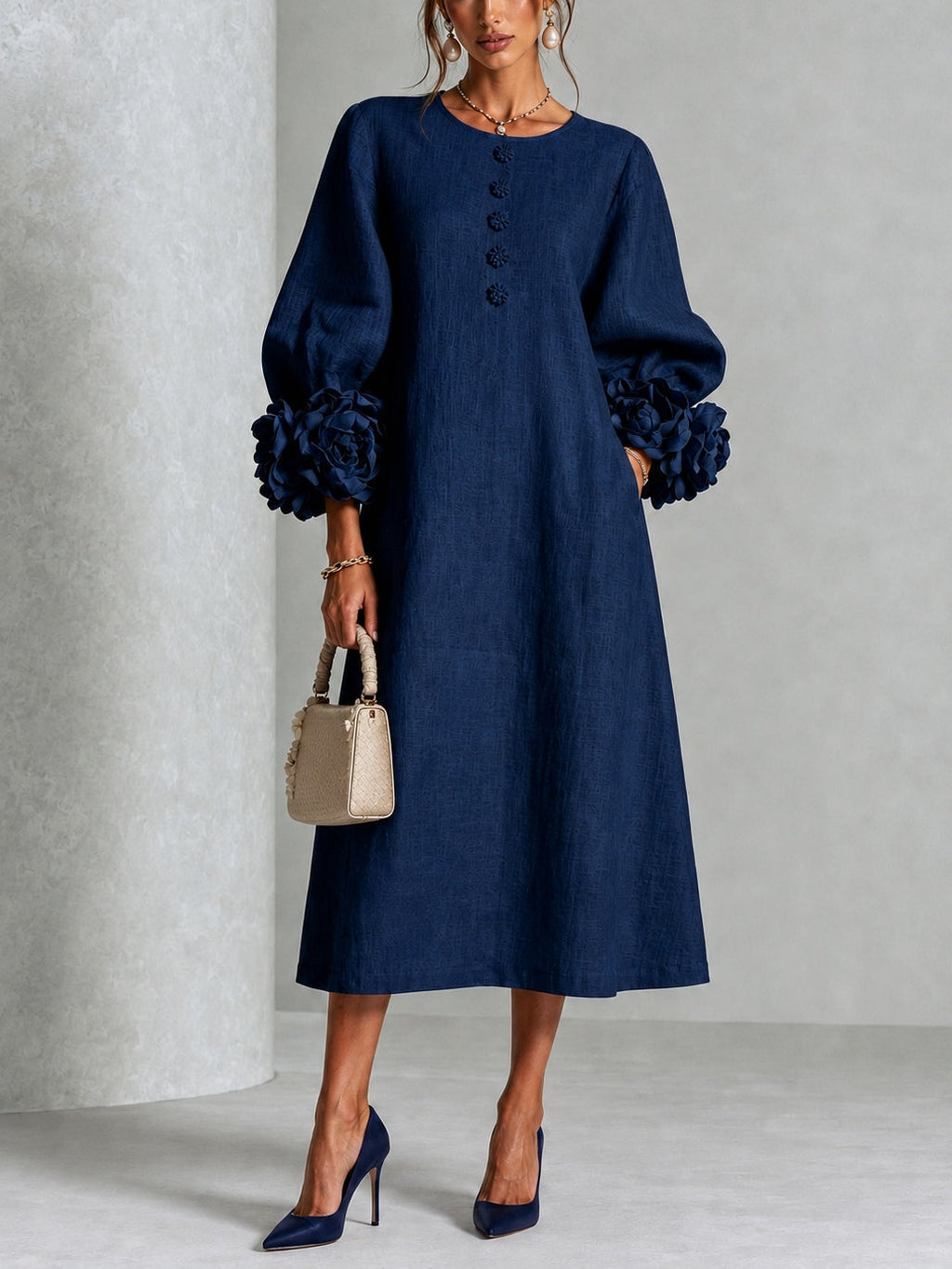 Kiara | Vestido Midi Azul Marino