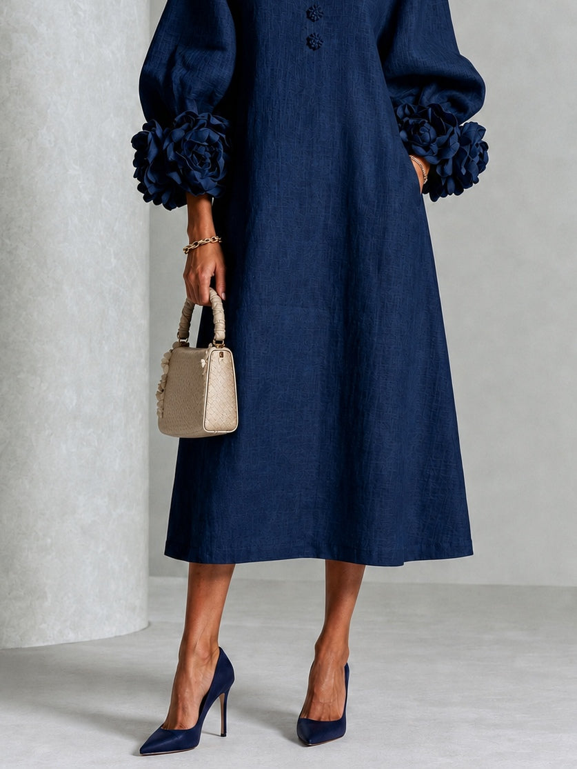 Kiara | Vestido Midi Azul Marino