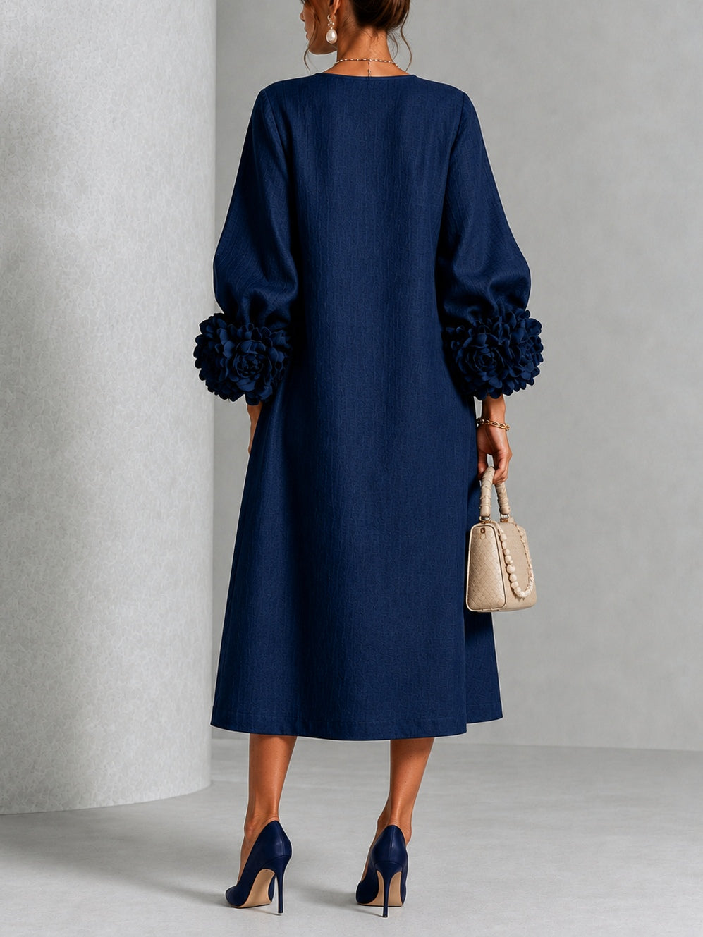 Kiara | Vestido Midi Azul Marino