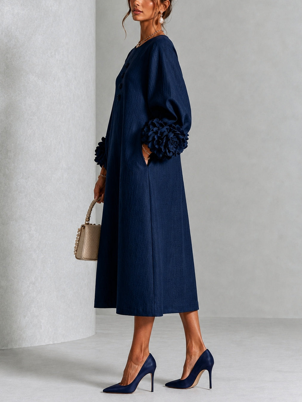 Kiara | Vestido Midi Azul Marino