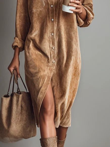 Estelle | Vestido Midi de Pana Elegante
